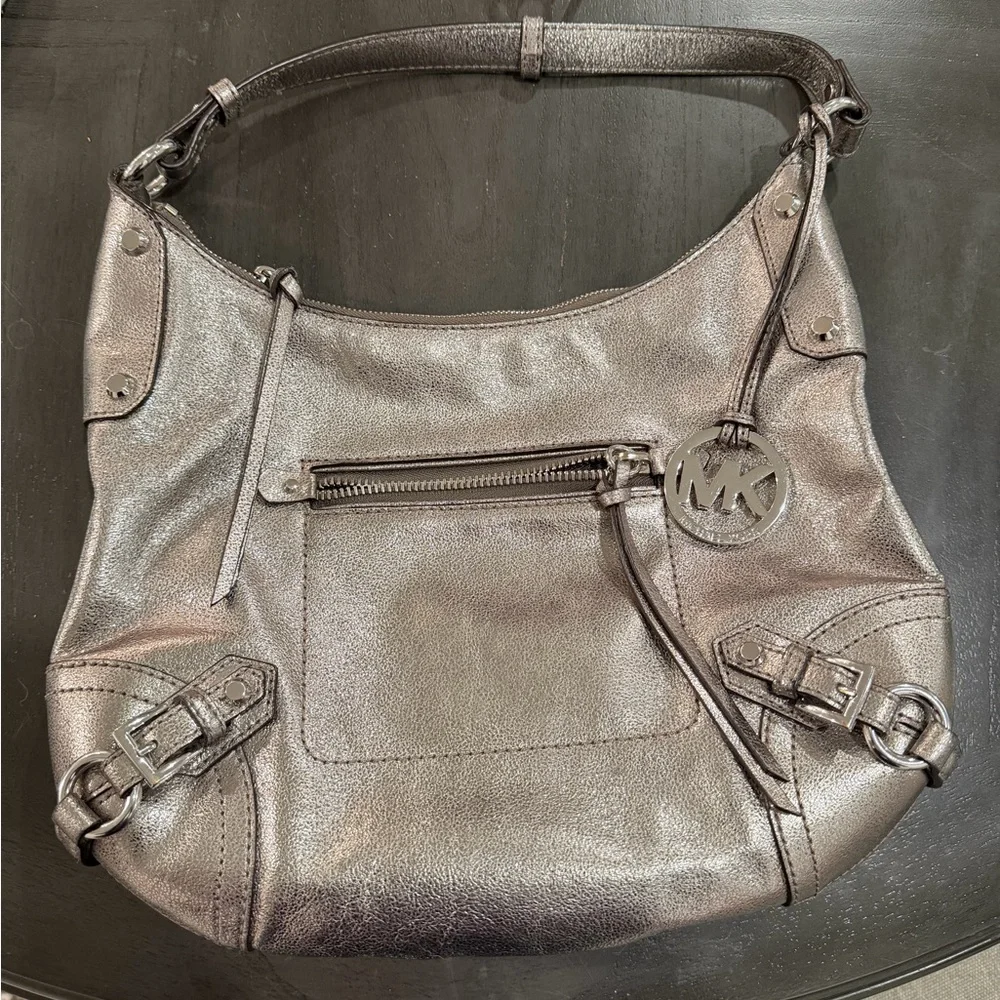 Michael Kors Pewter Metallic Shoulder Bag